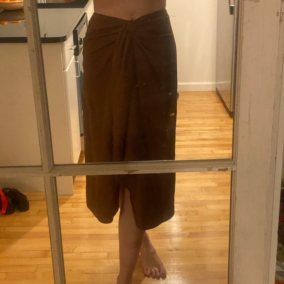 Intermix Carmel Brown Flowy Midi skirt - Picture 1 of 5